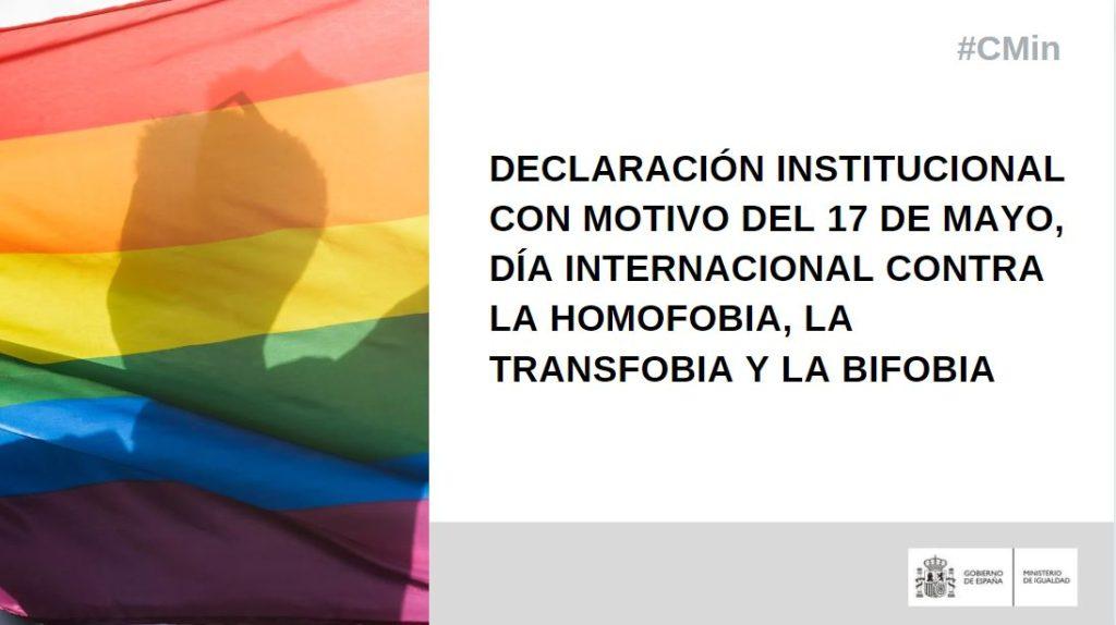 El Consejo de Ministros ha aprobado una Declaración Institucional con motivo del Día Internacional contra la LGTBIfobia