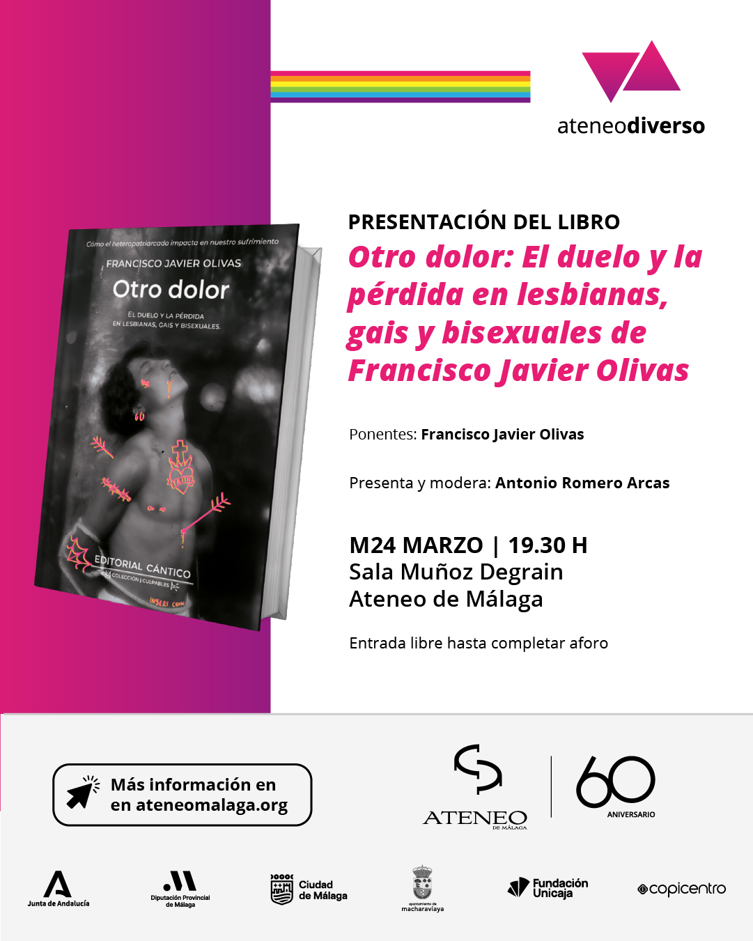 El Ateneo de Málaga acoge la presentación de ‘Otro dolor’, un ensayo sobre el duelo en personas LGTBI