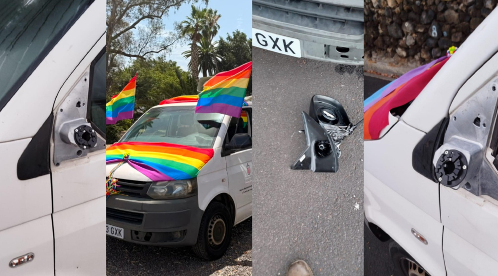 Vandalizan la ‘Orgulloneta’ que difundía por La Palma la programación del Orgullo LGTBIQ+