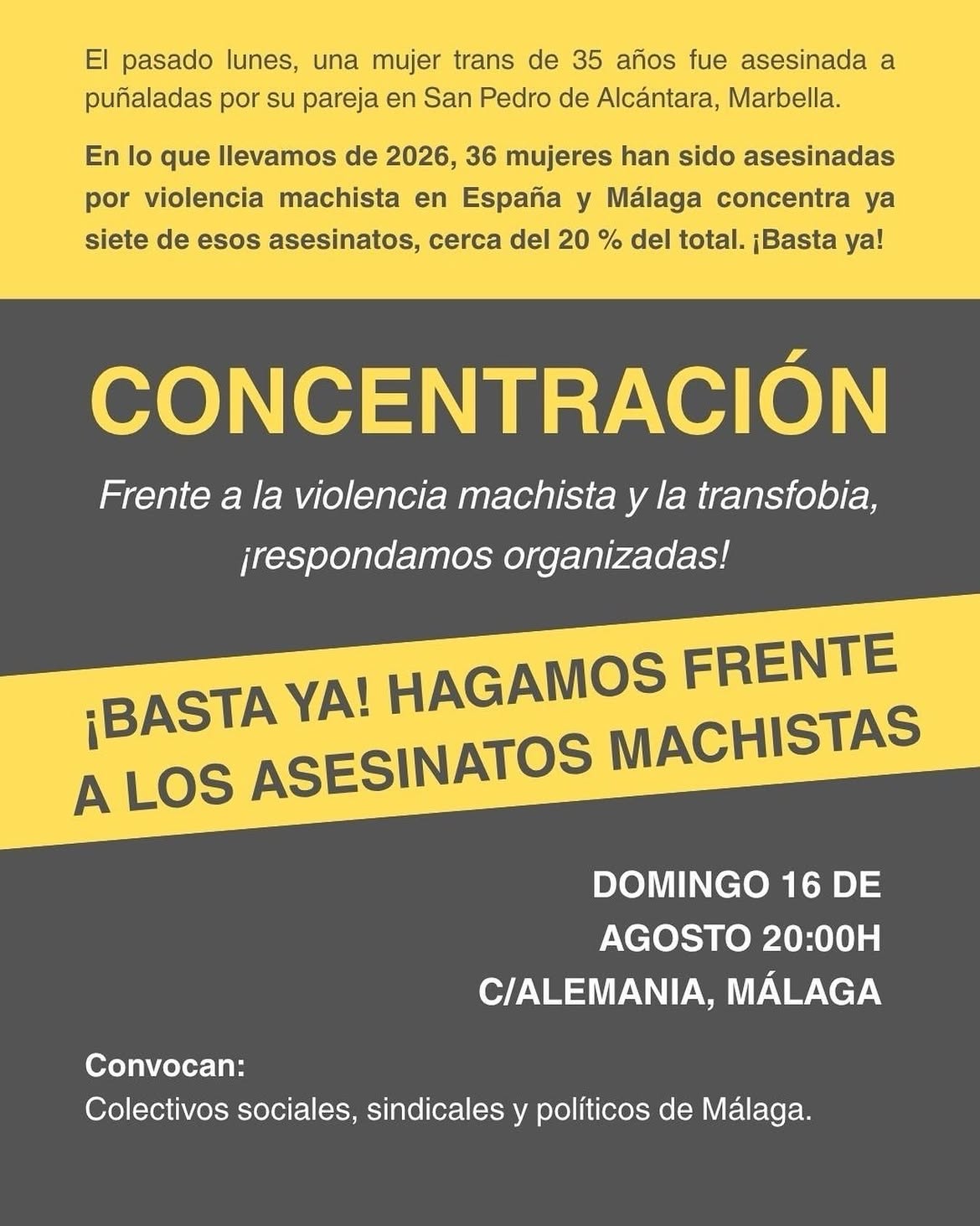 Málaga se movilizará este domingo por Franyel y contra la violencia machista y la transfobia