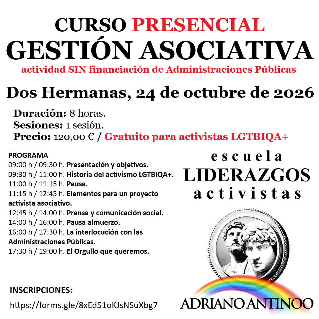 Adriano Antinoo pone en marcha en Sevilla una Escuela de Liderazgos LGTBI